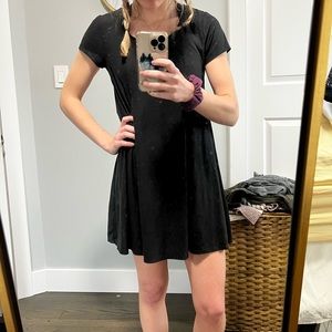 Pink Rose Black Dress